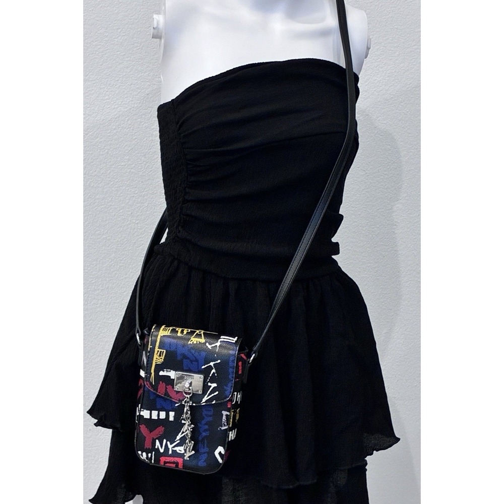 DKNY Graffiti‎ Logo Mini Crossbody Bag Style 02868 Street Art Flap Purse Urban